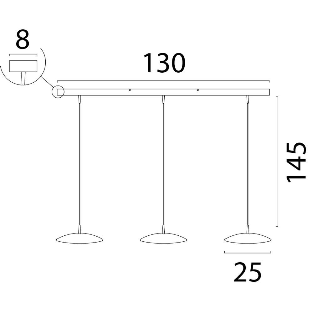 3-Licht Pendellampe Scala 130 cm Schwarz mit Gold Ø 25 cm Masterlight 8718121296500