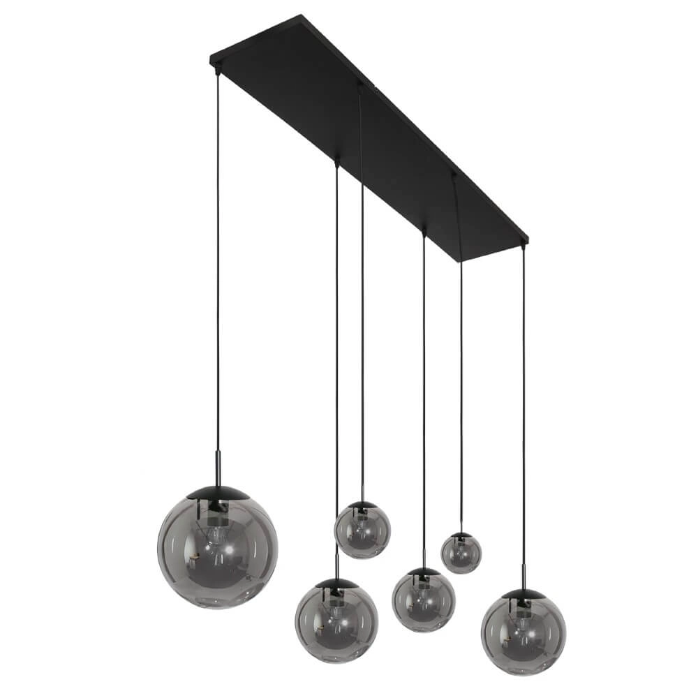 6-flammige Hängelampe aus Glas Bolique schwarz mit Rauchglas Steinhauer 8712746166422