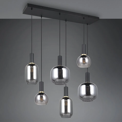 Hängelampe für das Esszimmer Diva 6-flammig – Rauchglas Trio 4017807614572