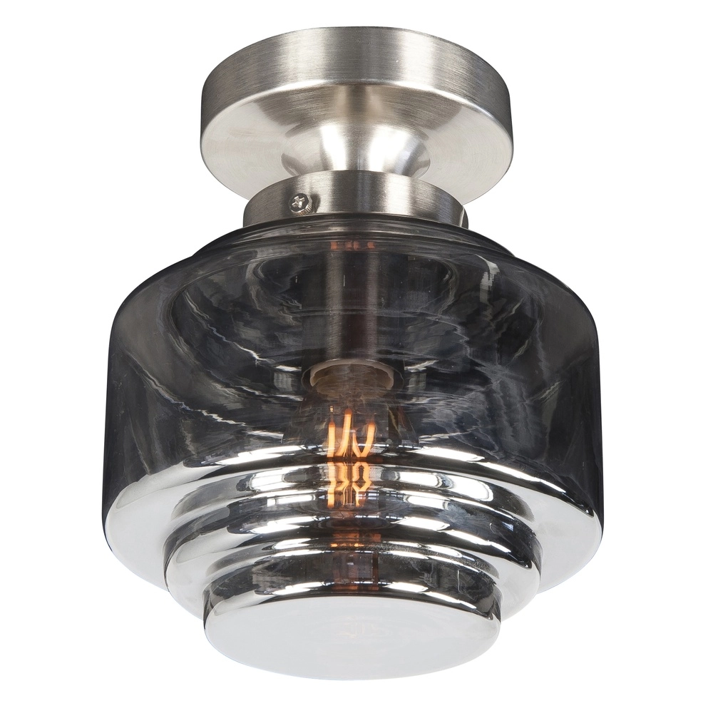 Nickel Deckenleuchte Cambridge Rauchglas Ø 15cm