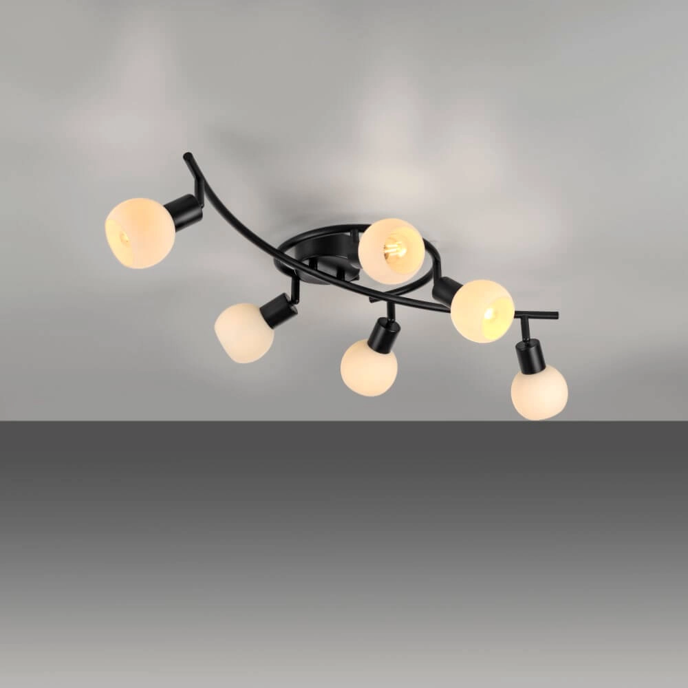 Schwarze Deckenleuchte Loki 6-Licht Just Light 4043689000806