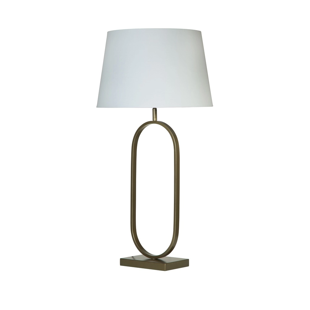 Tischlampe Modish Bronze mit weißer Kappe
