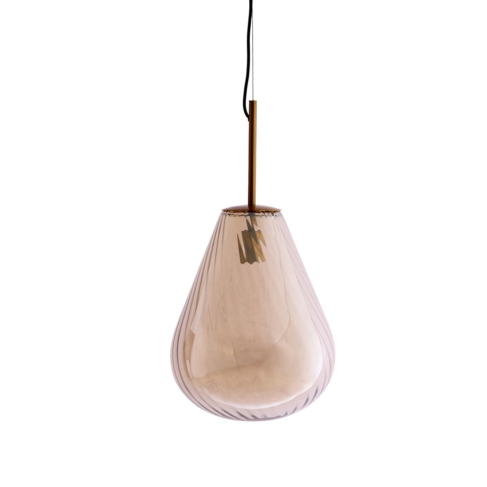 Glas-Pendellampe Leona Ø 33cm – bernsteinfarbenes Glas
