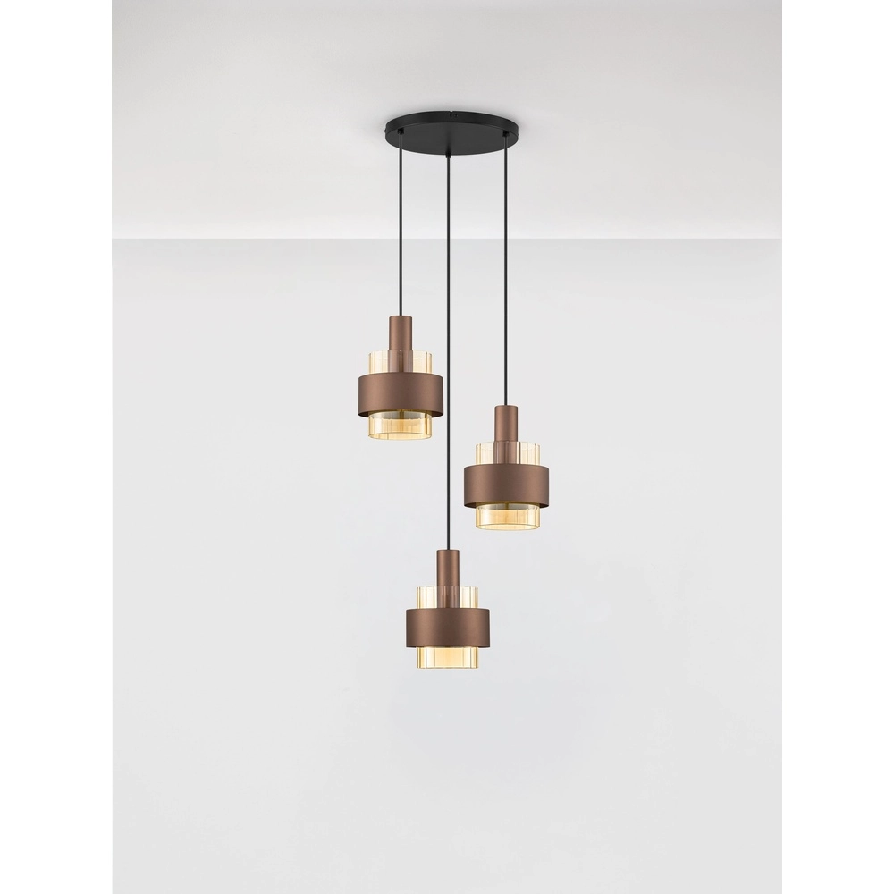 Moderne Pendellampe Serena 3-hell Kaffeebraun Lyora 5212063501140
