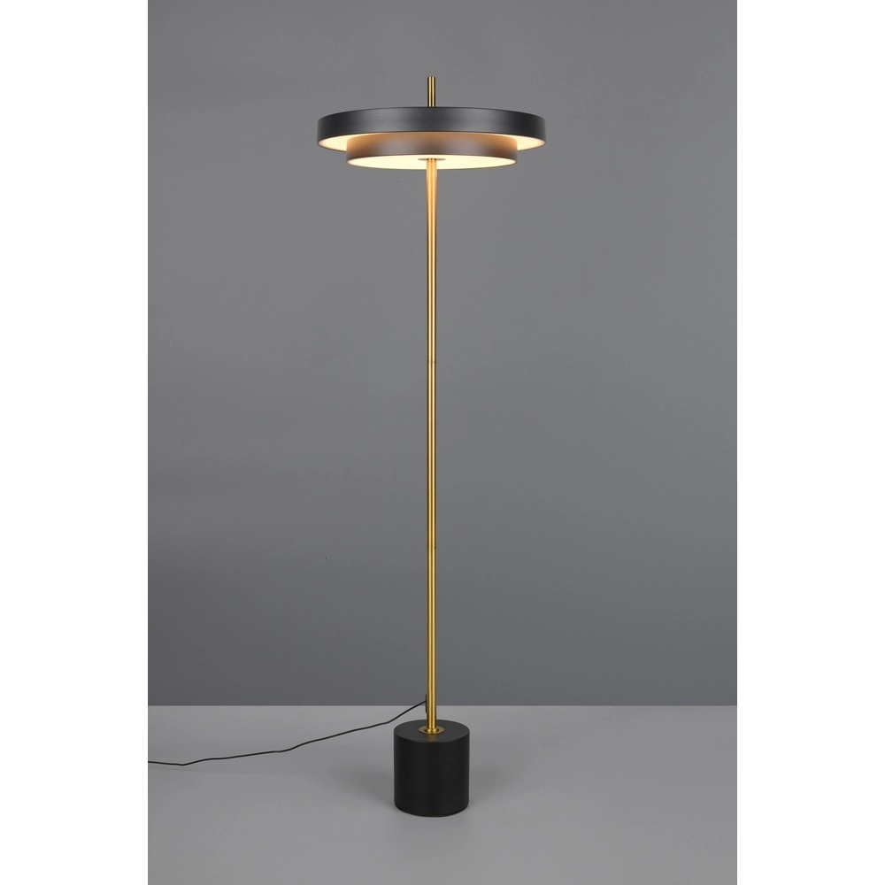 Moderne Stehleuchte Keaton schwarz mit gold