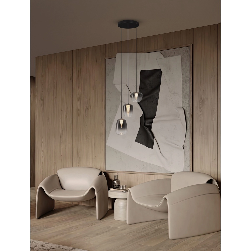 Design-Pendelleuchte Oblo 3-flammiges Rauchglas Lyora 5212017474124