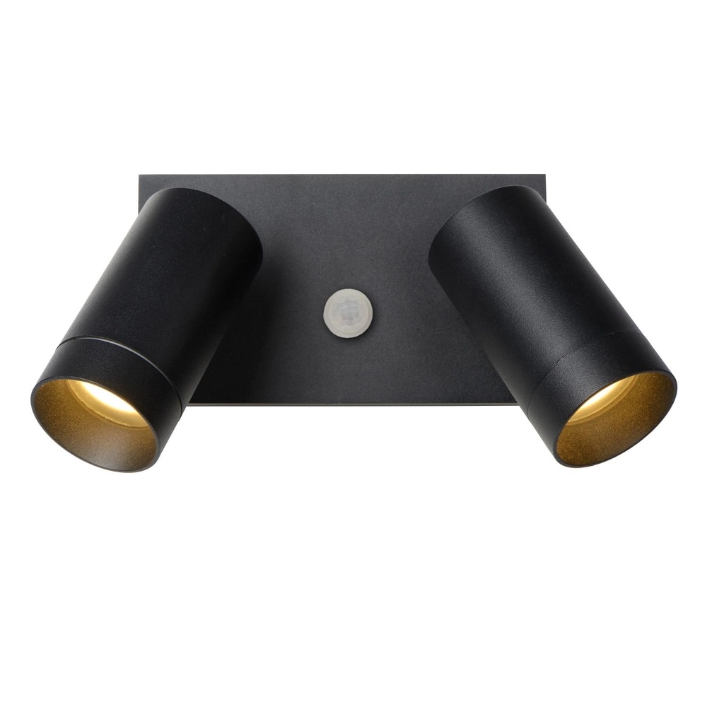 Wandscheinwerfer Taylor IP54-Doppel mit Sensor-Schwarz Lucide 5411212092717