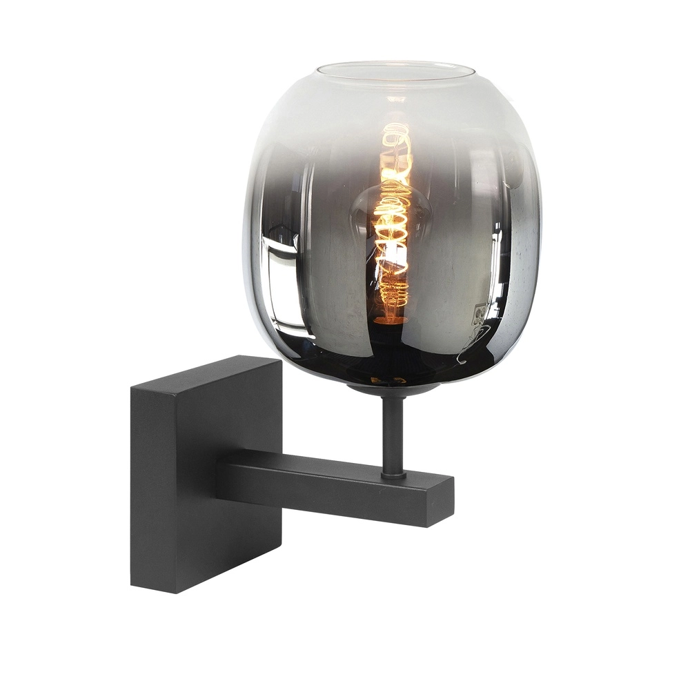Wandleuchte Bellini schwarz mit Rauchglas Ø 23cm Highlight