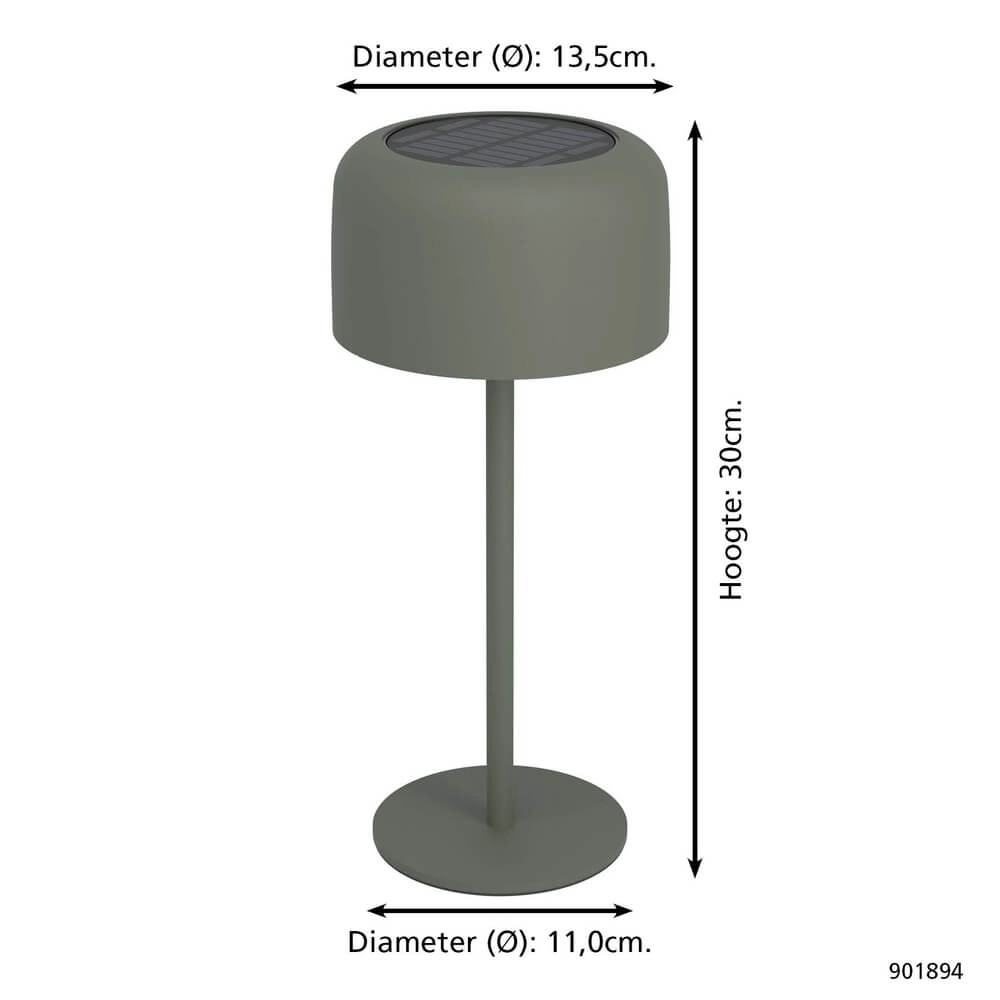 Schlanke Tischleuchte Roccanova Solar Green mit USB Eglo 9008606355051