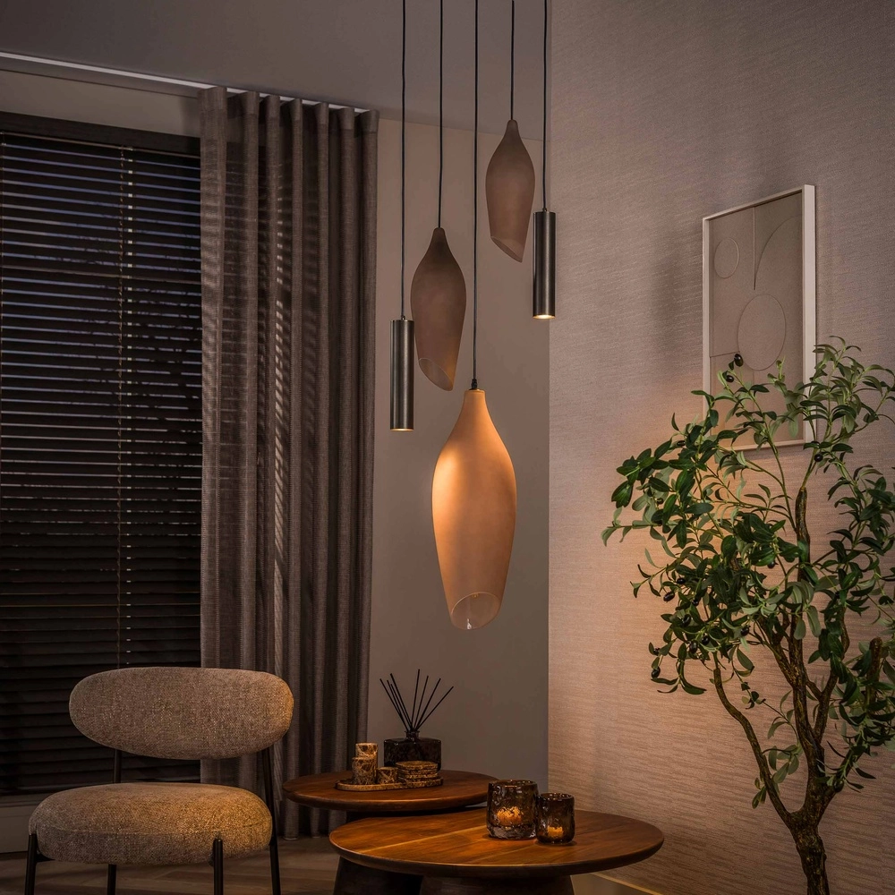Moderne Pendellampe Cocoon Sienabraun mit mattiertem Glas Lyora 8716803515109