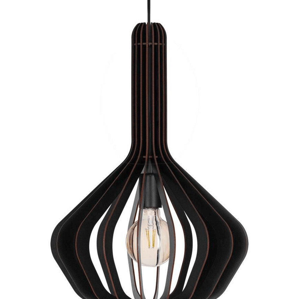 Schwarze Hängelampe aus Holz Velasco Ø 38cm Eglo 9008606224074
