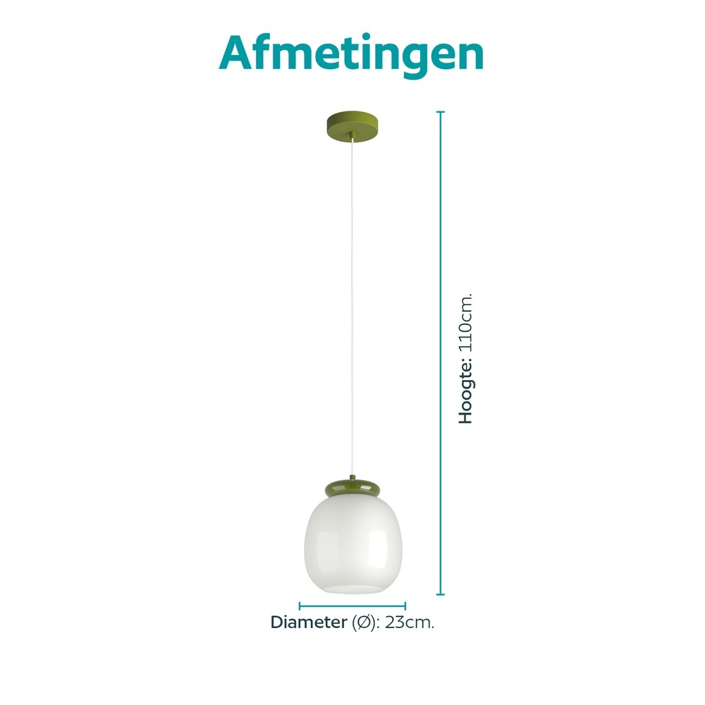 Design-Pendellampe Berardelli weiß mit grünem Ø 23 cm