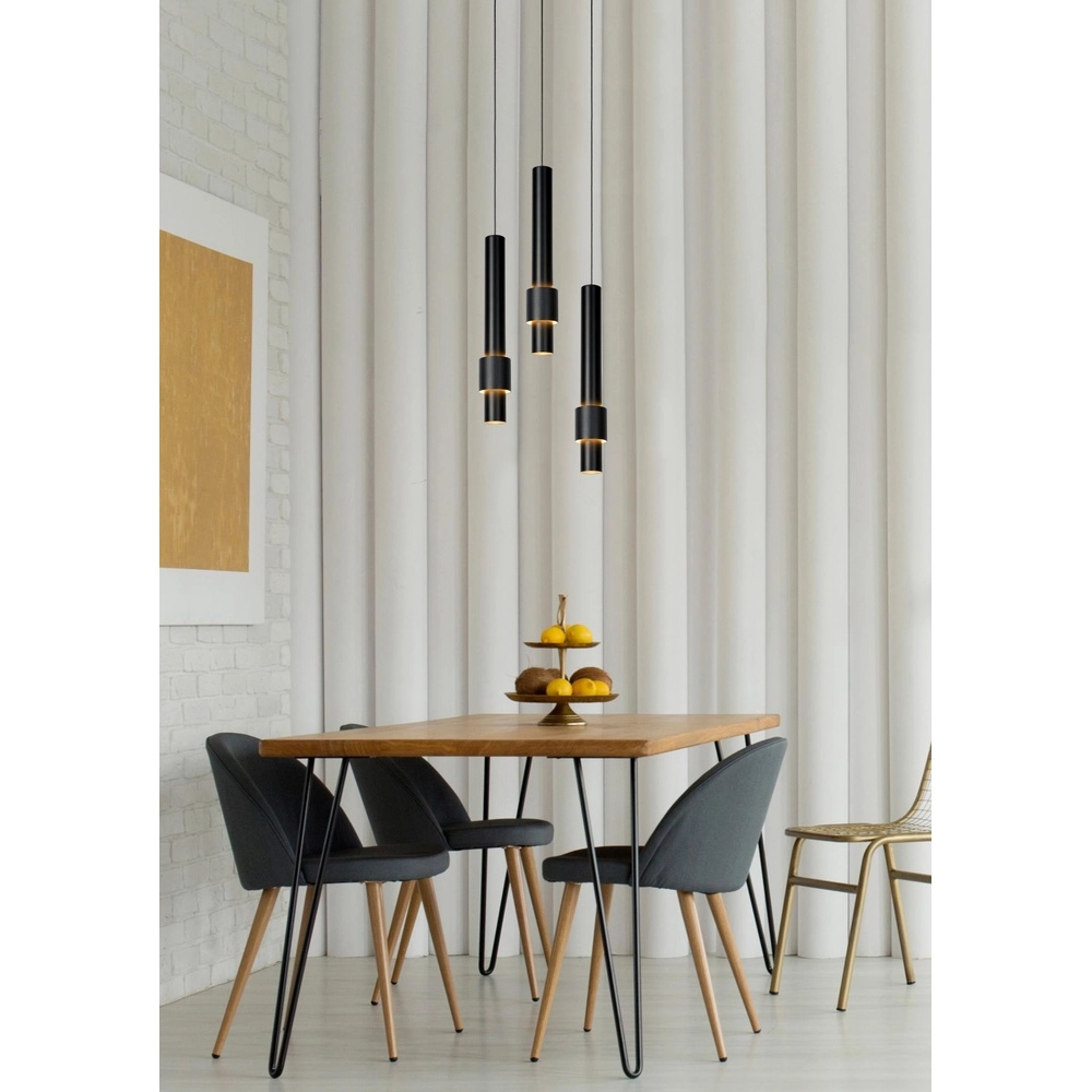 Elegante Pendellampe Margary 3-Licht Schwarz Lucide 5411212241894