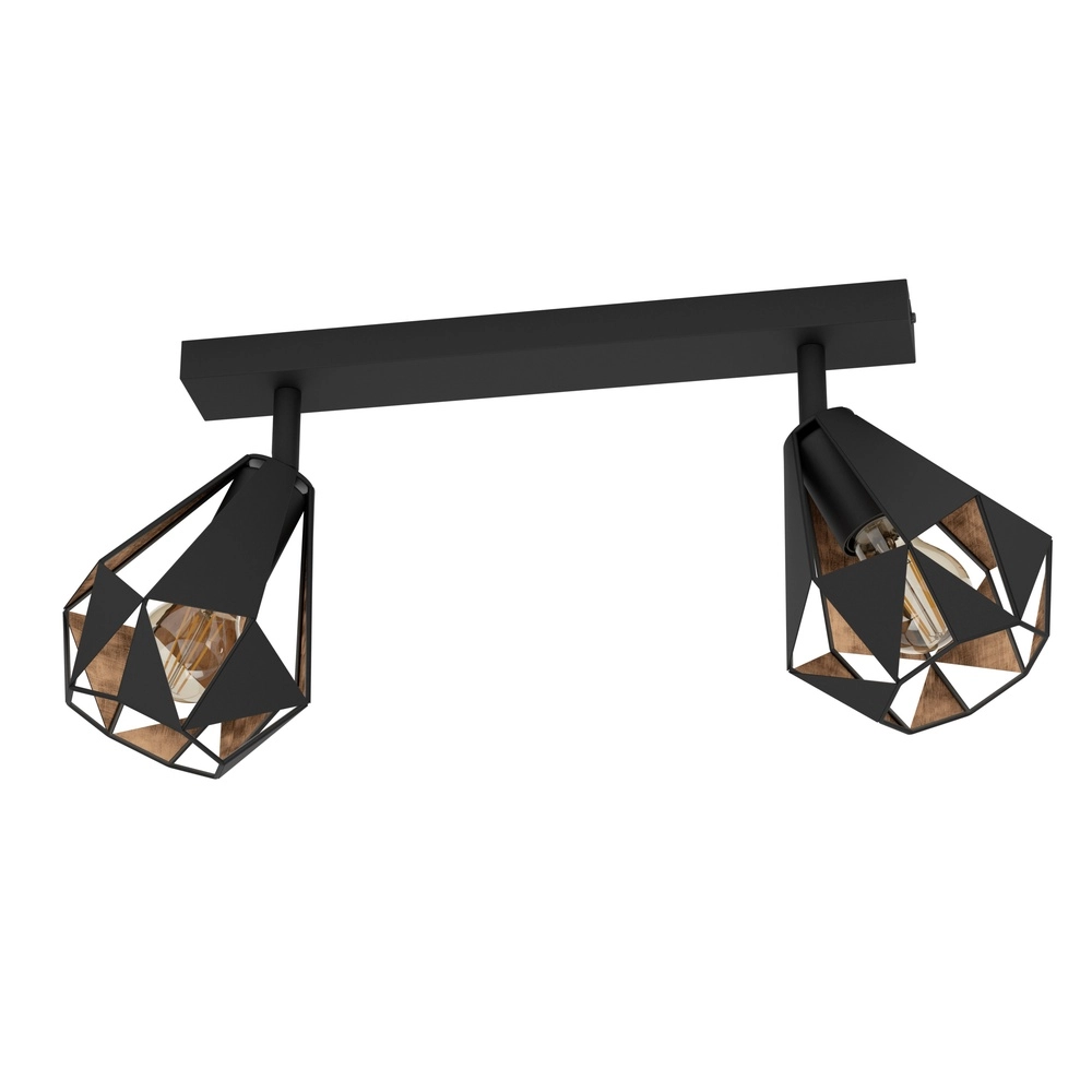 Schwarze Deckenlampe Carlton 7 2L – mit Kupfer