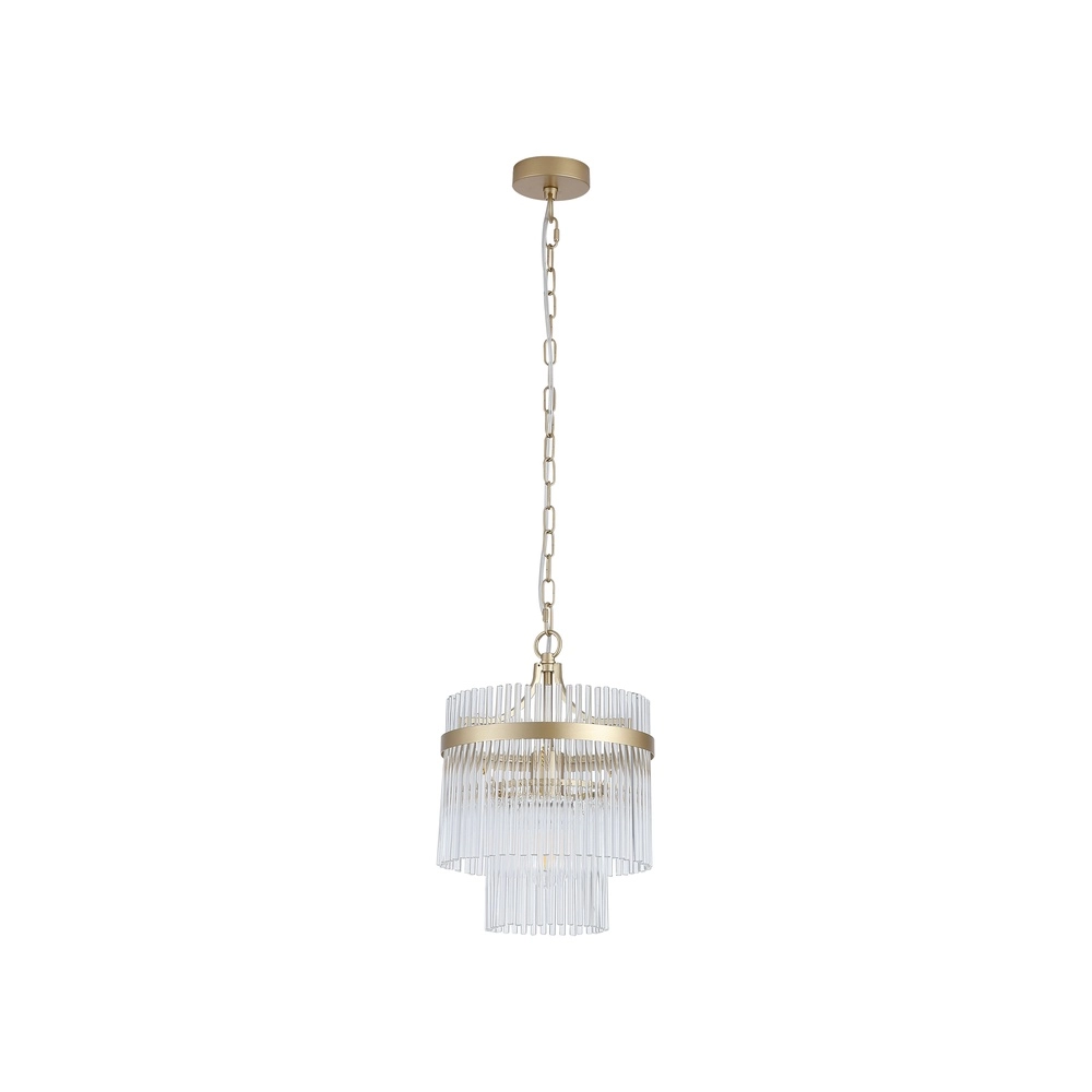 Pendelleuchte Lara gold mit Klarglas Ø 26cm Searchlight 5053423300580