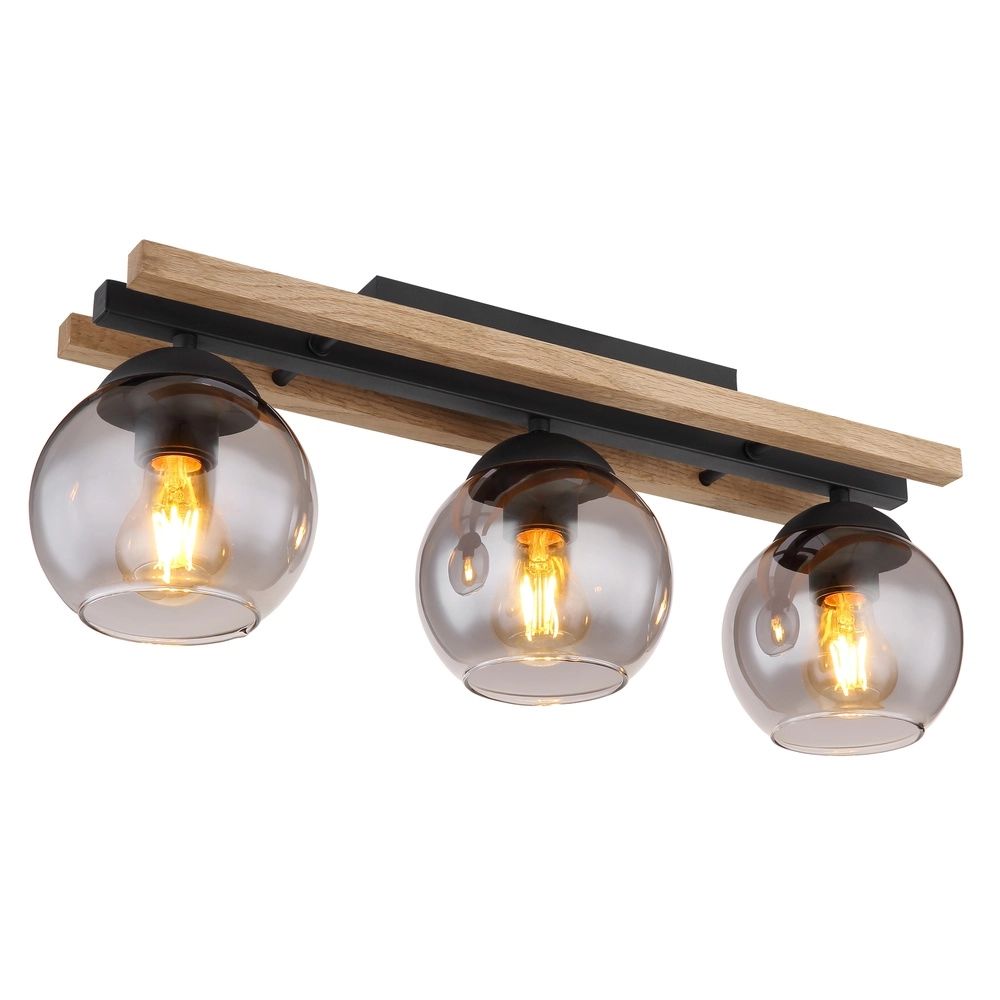 3-Licht Deckenlampe Conni Schwarz mit Holz