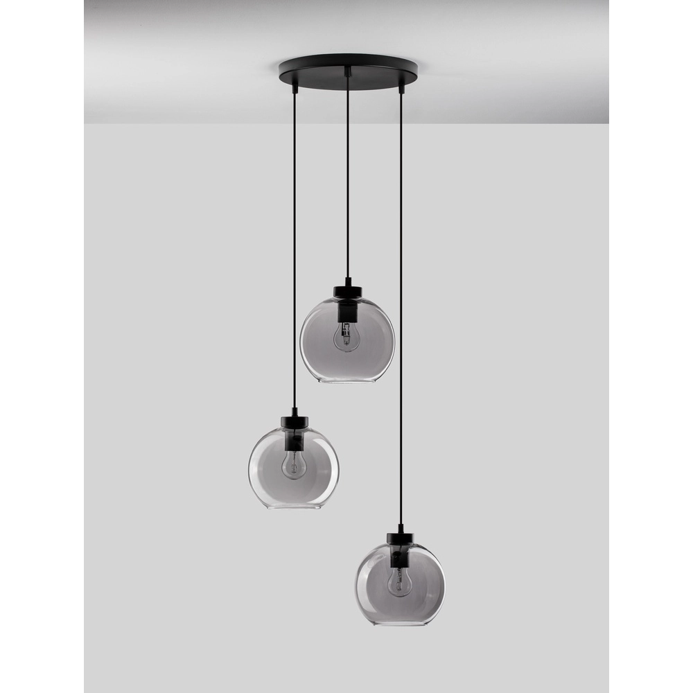 Pendelleuchte Palmer 3-flammig rund schwarz mit Rauchglas Lyora 5212017430953