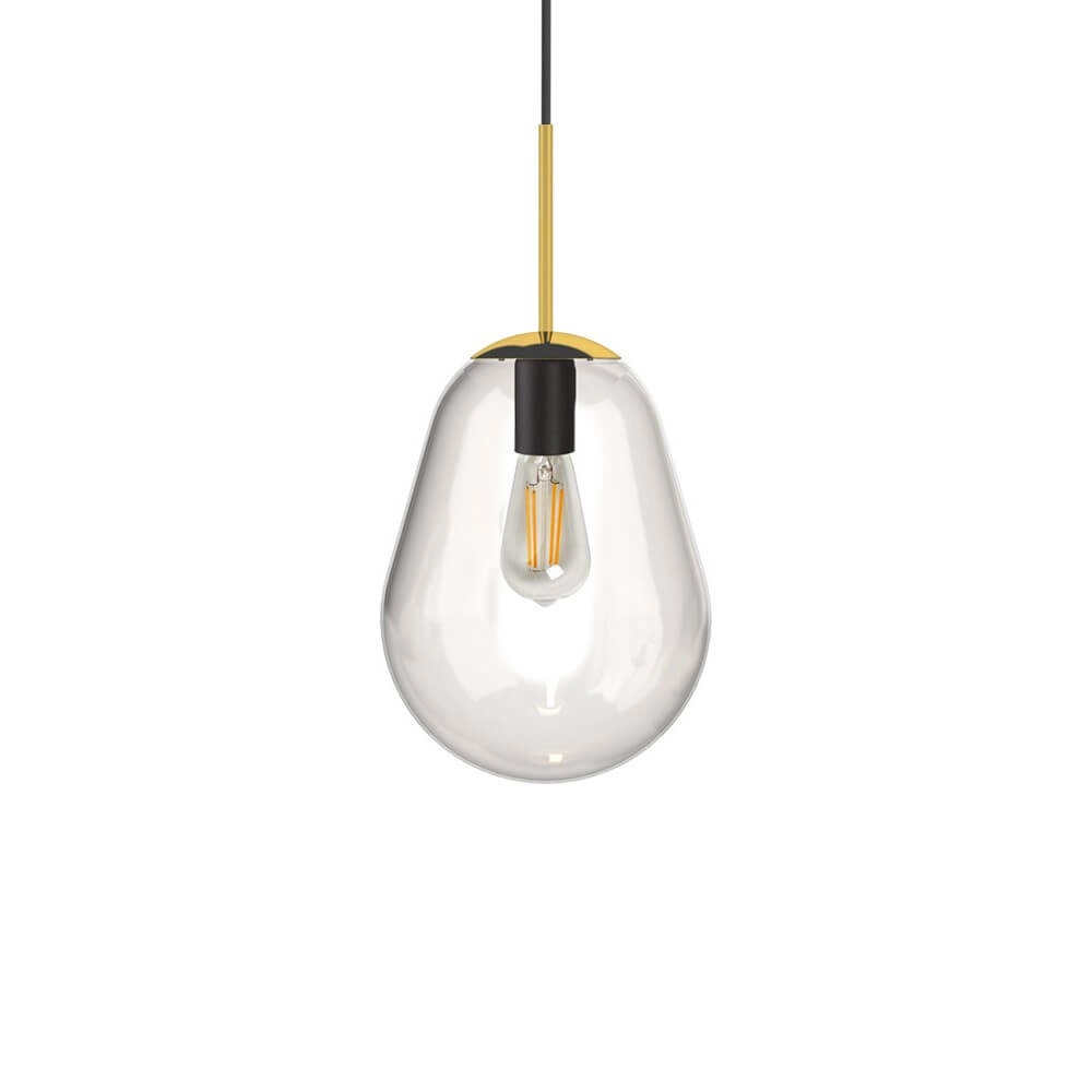 Hängelampe aus Glas Pear Short Ø 22cm Gold mit klarem Glas