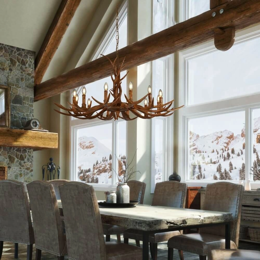 Hängelampe aus Holz Stag Ø 108cm Searchlight 5053423134444