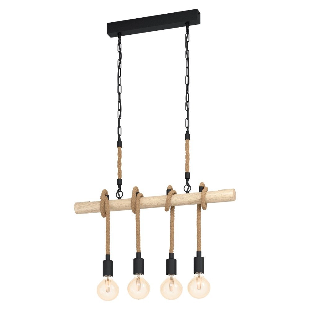 Pendelleuchte Youngstown 4 Lichtschwarz mit holz Eglo 9002759433185