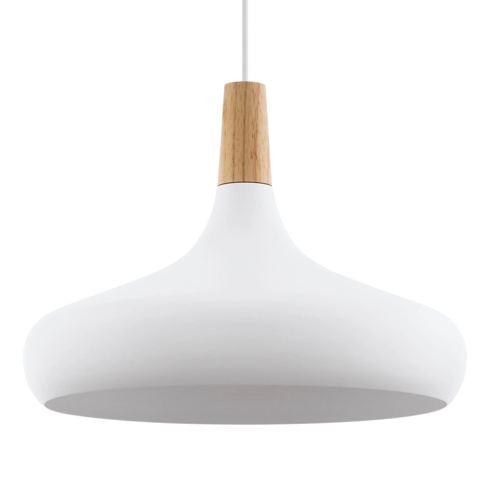 Pendelleuchte Sabinar 40 cm weiß mit Holzbraun
