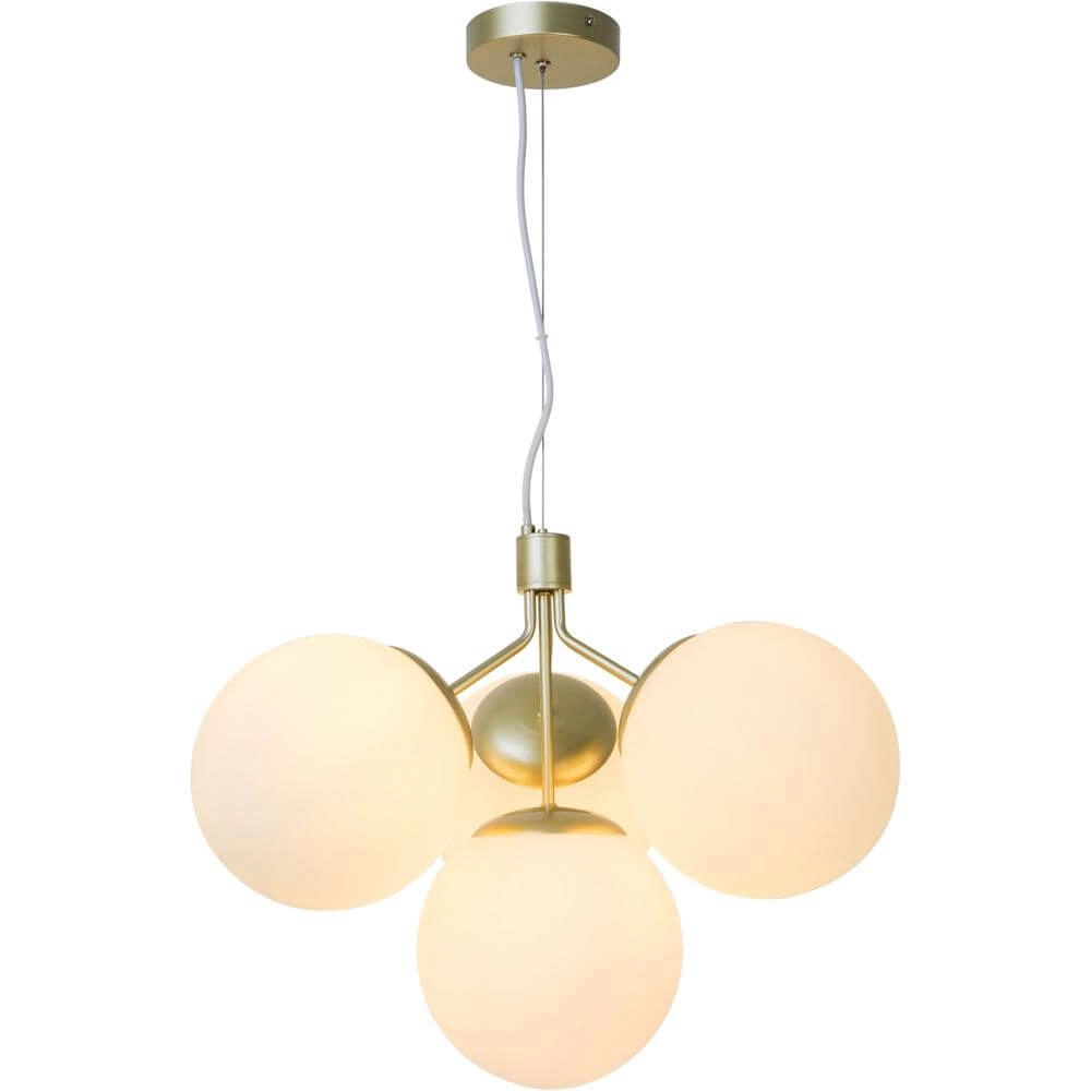 4-flammige Pendelleuchte Ivona Gold mit weißem Glas