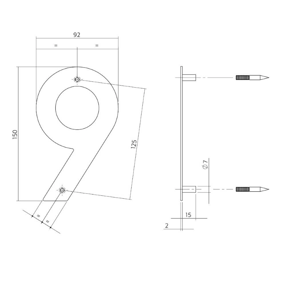Hausnummer 9 Numbra 150x2mm Edelstahl Intersteel 8714186126783