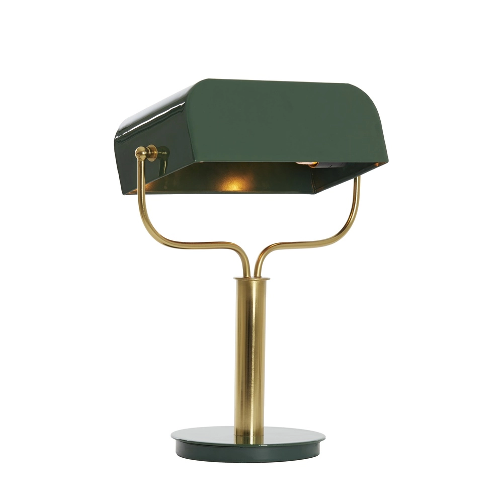 Bankerlampe Ayer Dunkelgrün mit Gold Light & Living 8717807742867