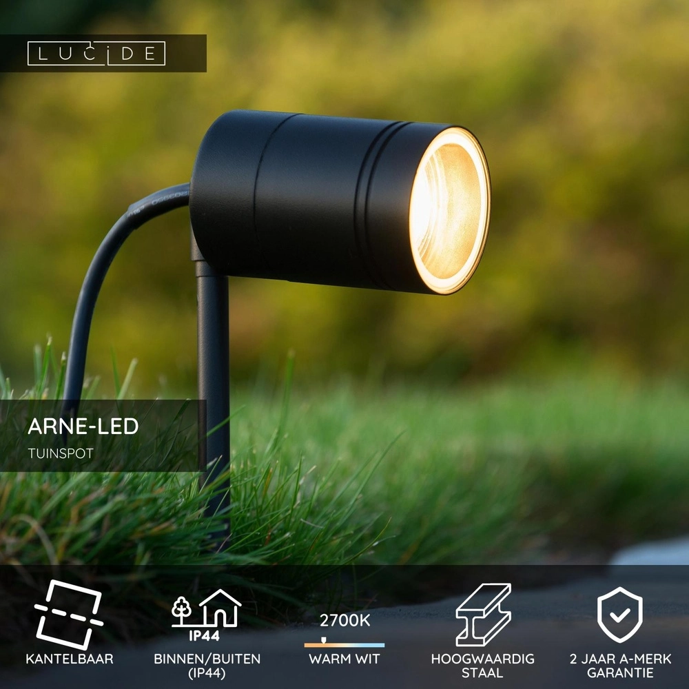 Spike-Spot Arne-Led Schwarz Lucide 5411212143969