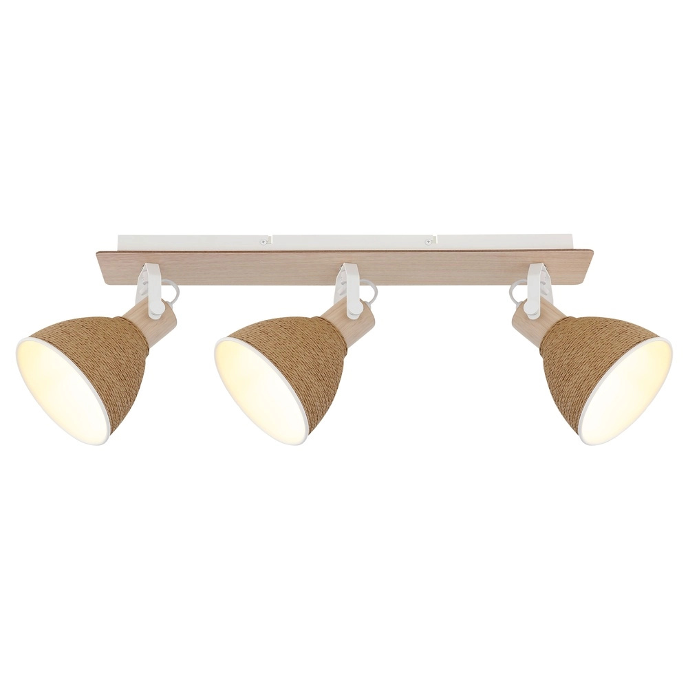 Deckenlampe Lyndon 3-Licht weiß mit Rattan Globo 9007371586745