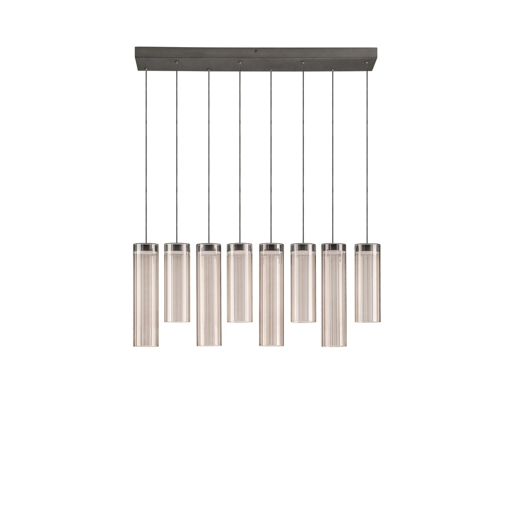 Design-Pendellampe Brielle Anthrazit mit 8-Lampen aus Mokka-Glas Lyora 5212017495433