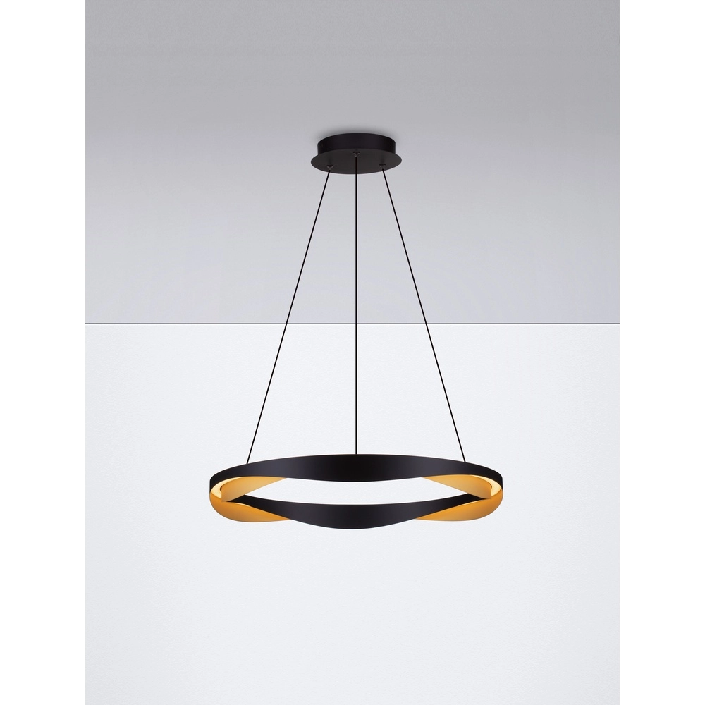 Pendelleuchte Radon Ø 65cm schwarz mit gold