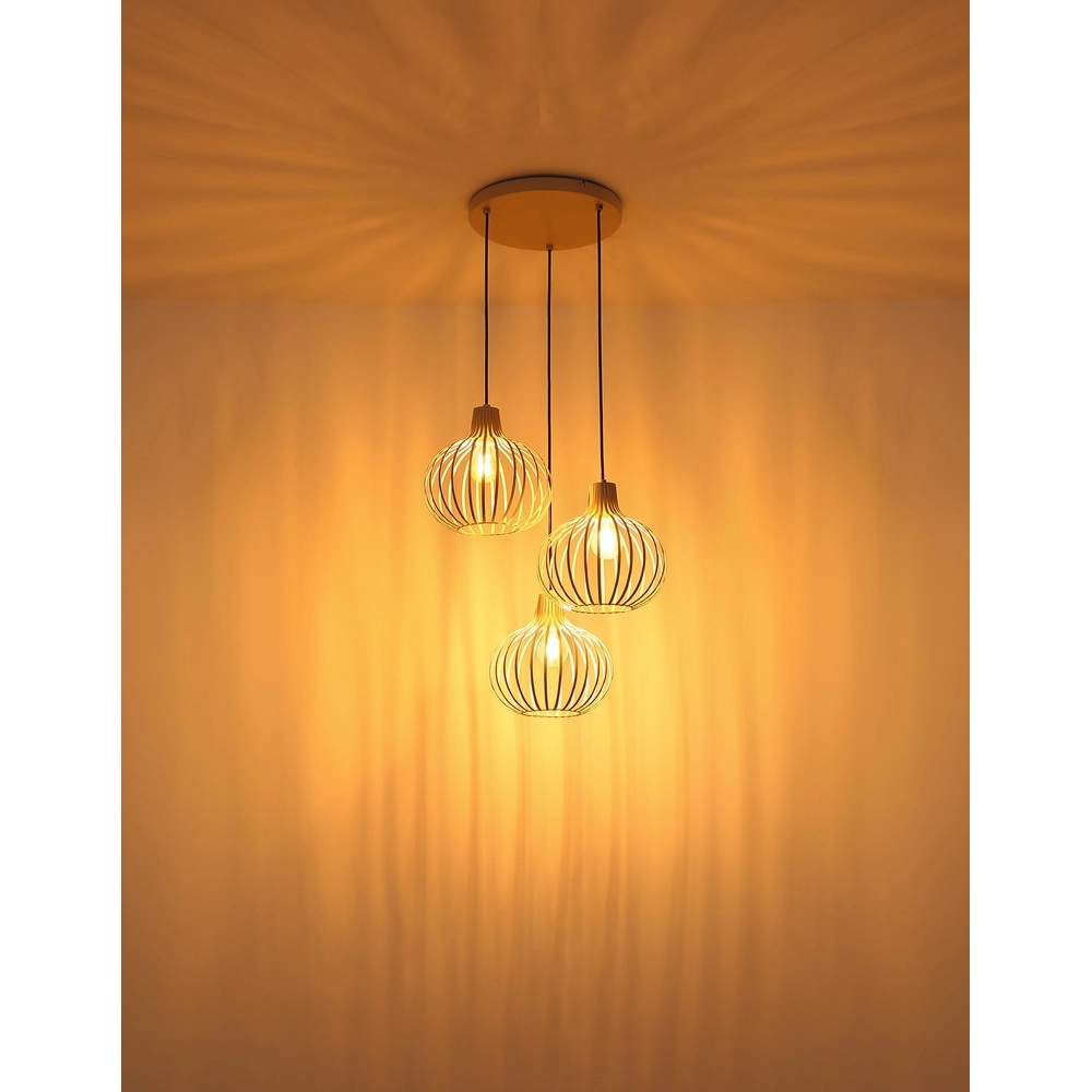 Design-Pendellampe Mateo 3-Licht Rundcreme Globo 9007371566150