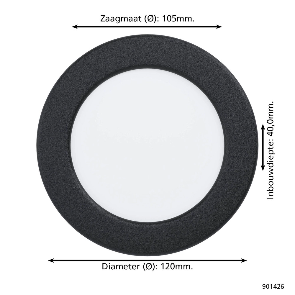 IP44-Einbaulampe Fueva 6-Z Zigbee – schwarz – Ø 12 cm Eglo 9008606330973