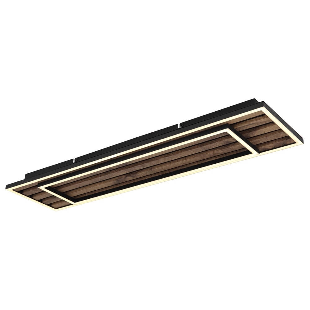 Deckenlampe Woody schwarz mit Holzrechteck