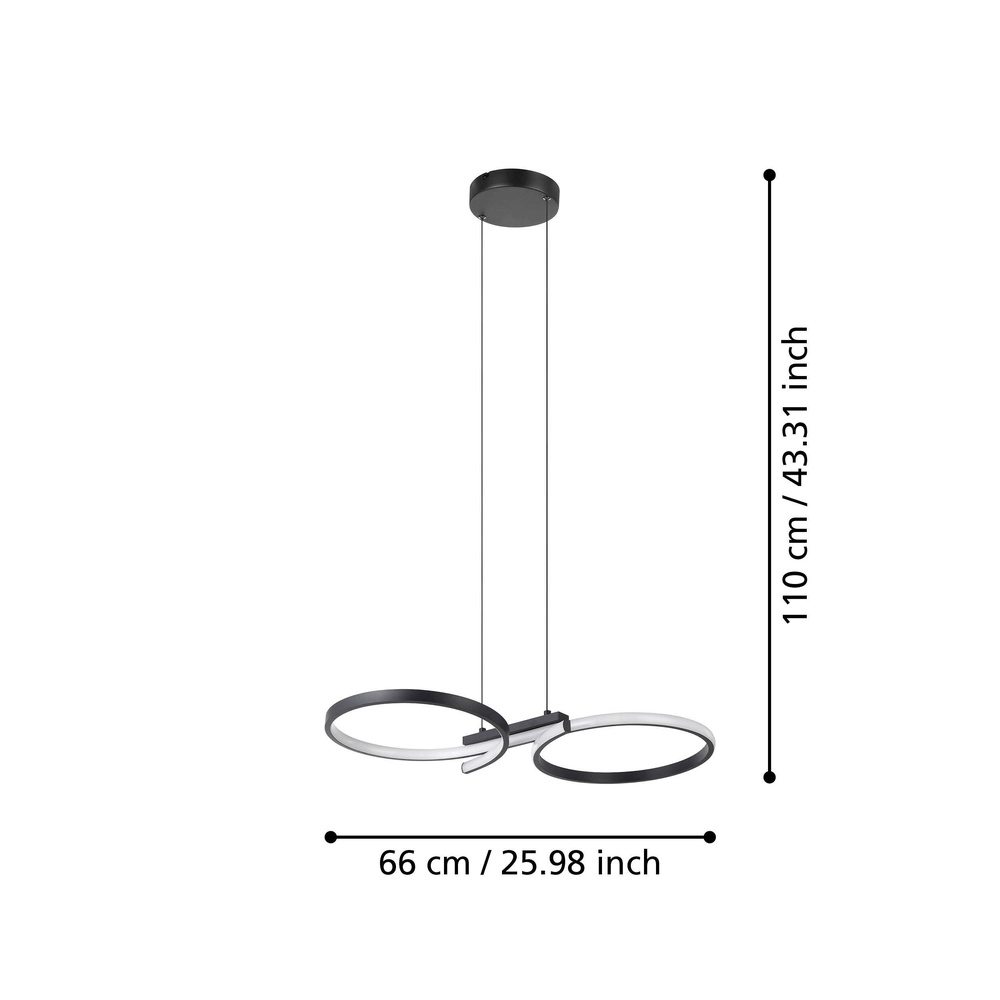 Moderne LED-Wandlampe Serpins 66 cm – Schwarz Eglo 9008606313662
