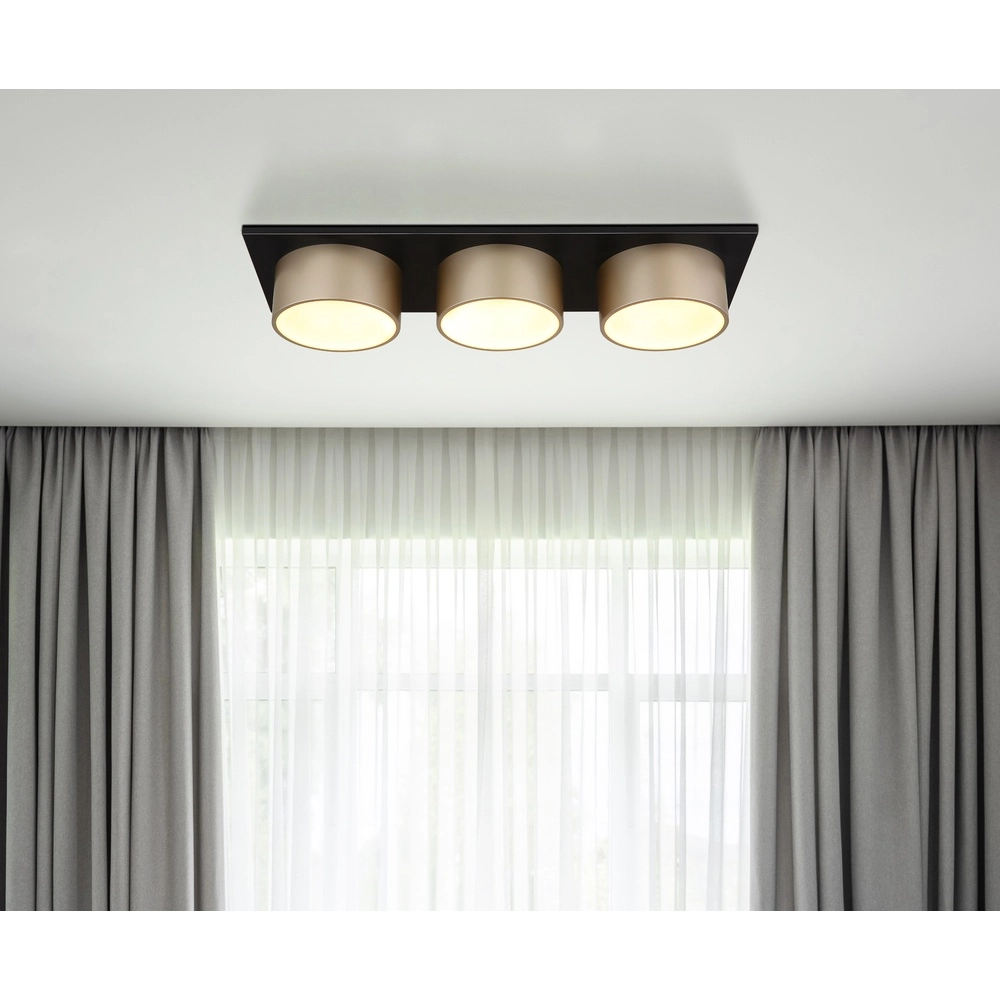 3-Licht Deckenlampe Raymond schwarz mit Champagner Globo 9007371533862
