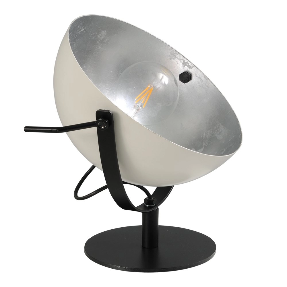 Tischlampe Industria Uplighter 30 cm weiß mit altem silber