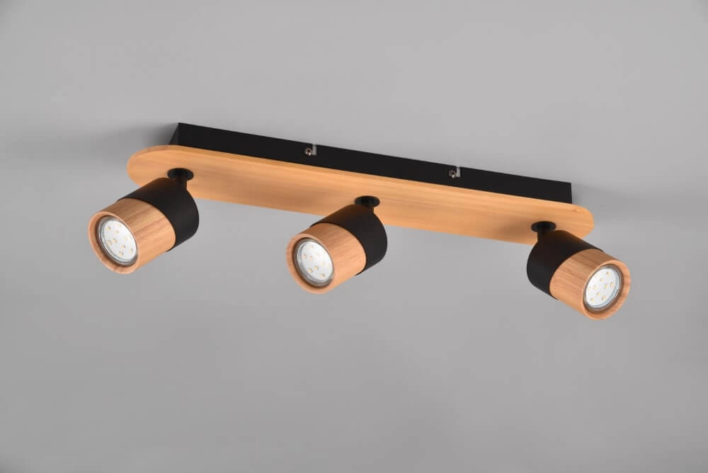 Deckenleuchte aus Holz mit Schwarz Aruni 3-flammig Trio 4017807562231