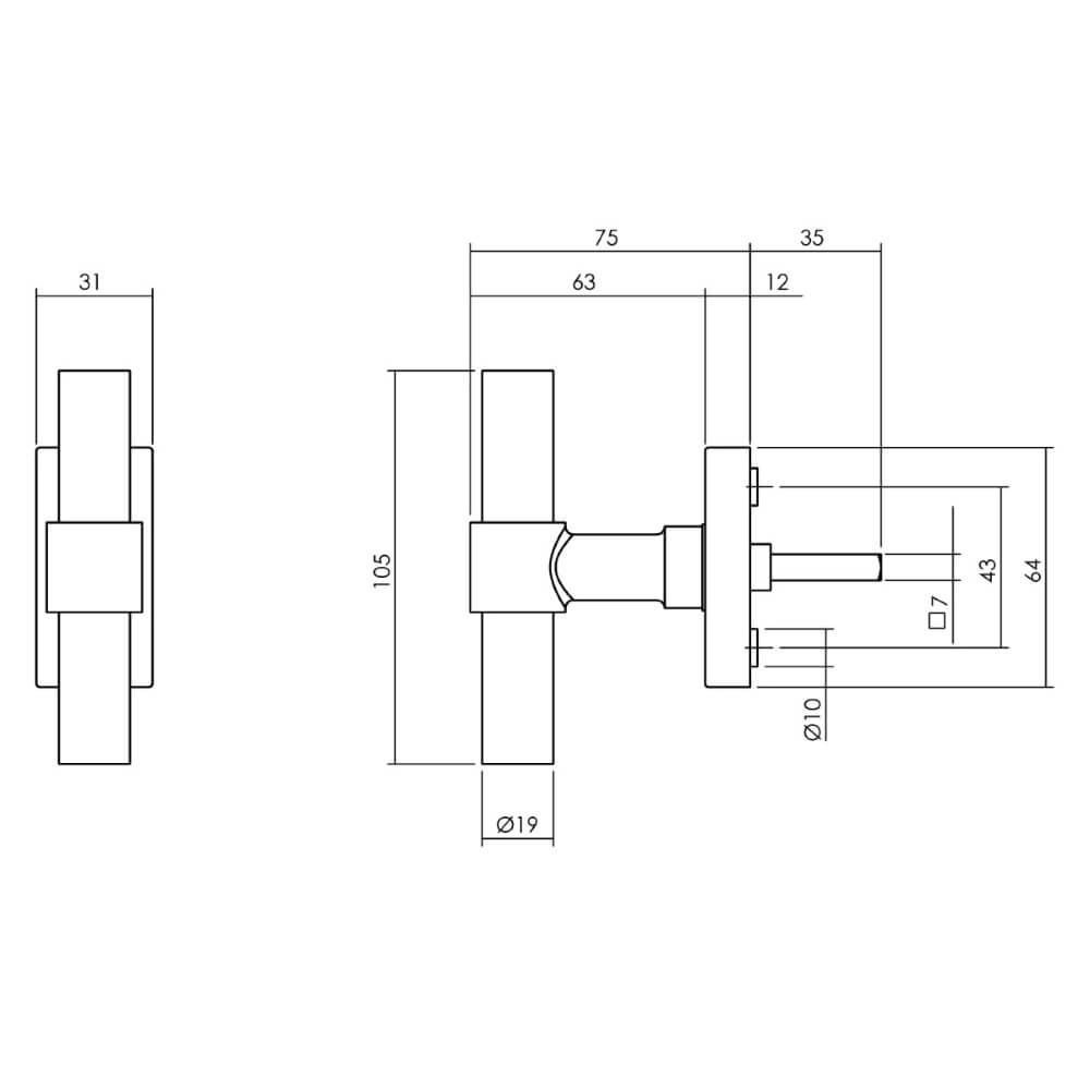 Fenstergriff T-Form Recht Edelstahl Intersteel 8714186562406