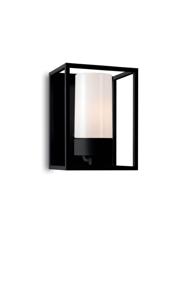 Schwarze Wandleuchte Cubic3 weißes glas