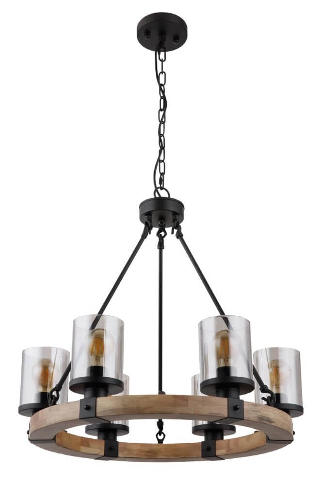 Hängelampe aus Holz Lila 6-flammig rund Globo 9007371434725