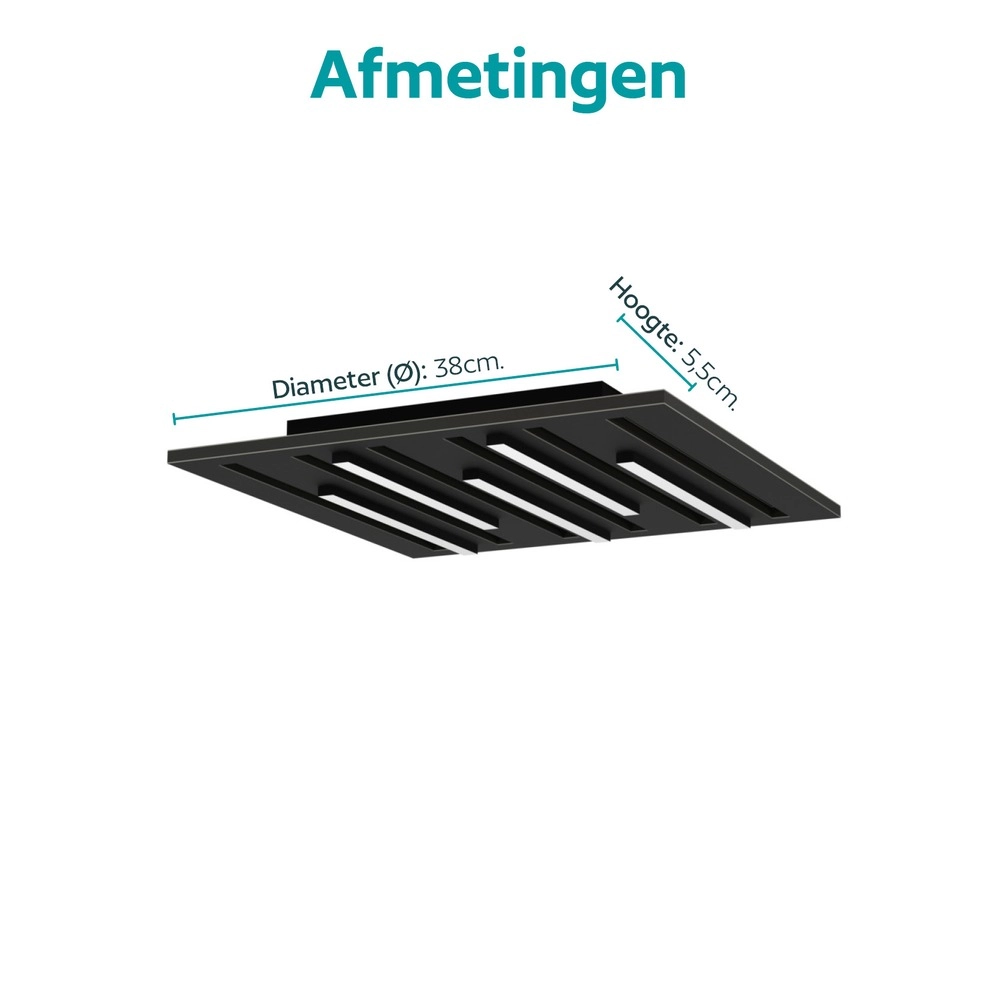 Intelligente Deckenbeleuchtung Pitrignani-Z Quadrat 38 x 38 cm Schwarz Eglo 9008606390526