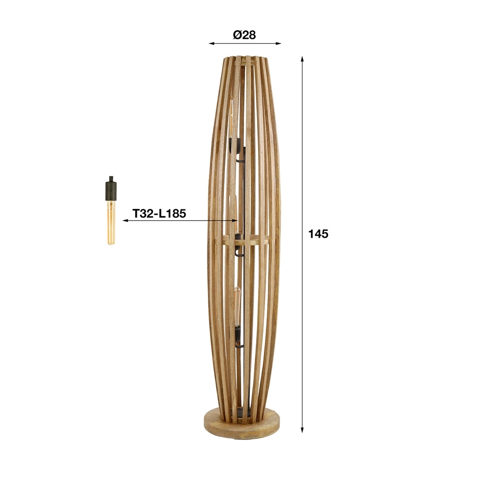 Holz-Stehlampe Orbit 145 cm – 3x E27 Lyora 8716803511101