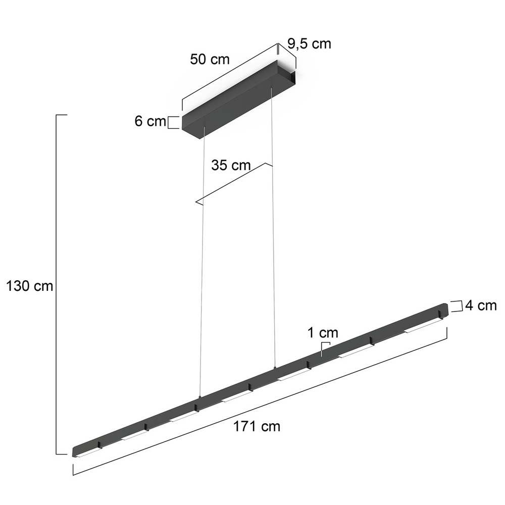 Schlanke Pendelleuchte Bloc schwarz Steinhauer 8712746148275