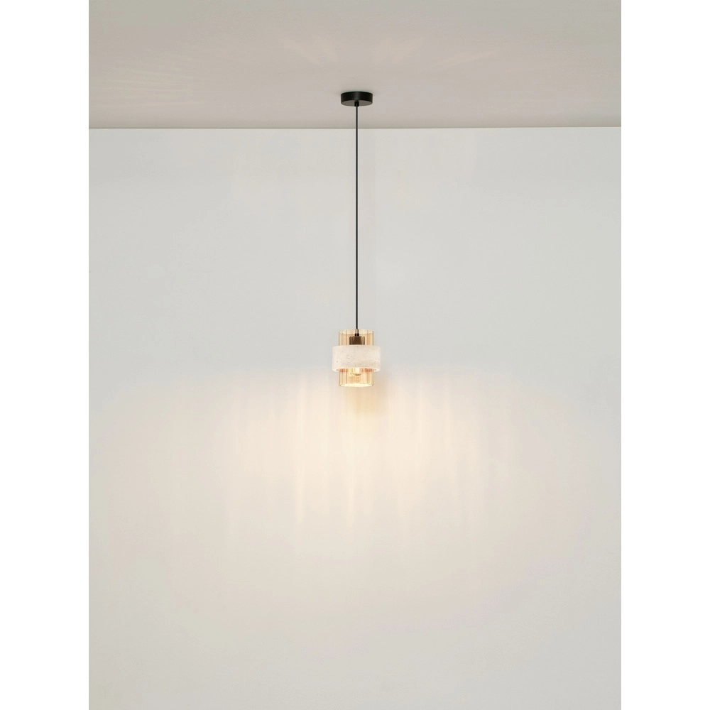Moderne Pendellampe Melony Bernsteinglas mit sandbraunem Lyora 5212063501249