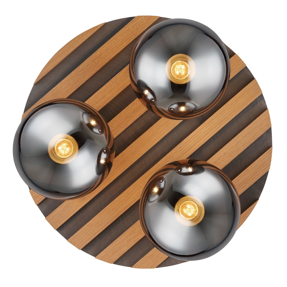Deckenlampe Parsons 3-Licht Schwarz mit Holz Globo 9007371580002