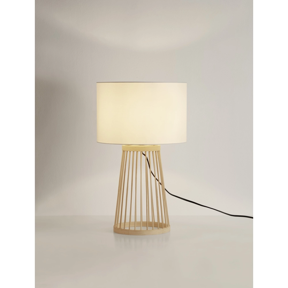 Tischlampe Lois Holz mit weißer Haube Lyora 5212017465573