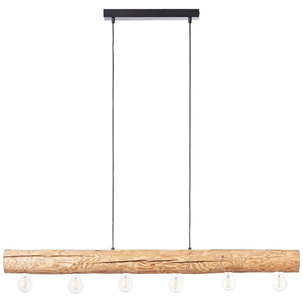 Hängelampe aus Holz Trabo 6-helles Holz mit Schwarz Brilliant 4004353393525
