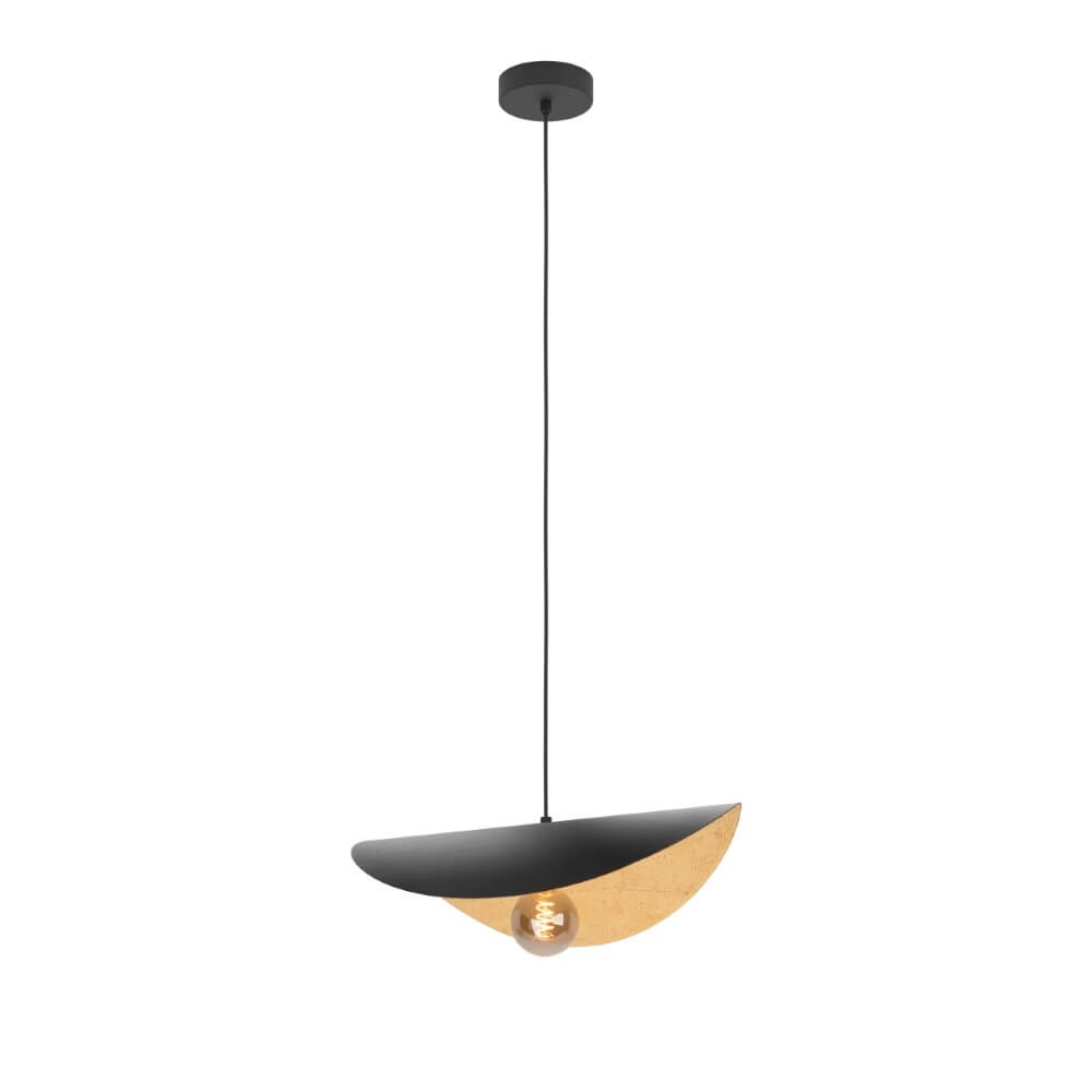Schwarze Hängelampe Saceda mit Gold Ø 41cm